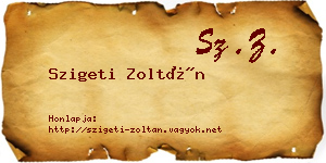 Szigeti Zoltán névjegykártya